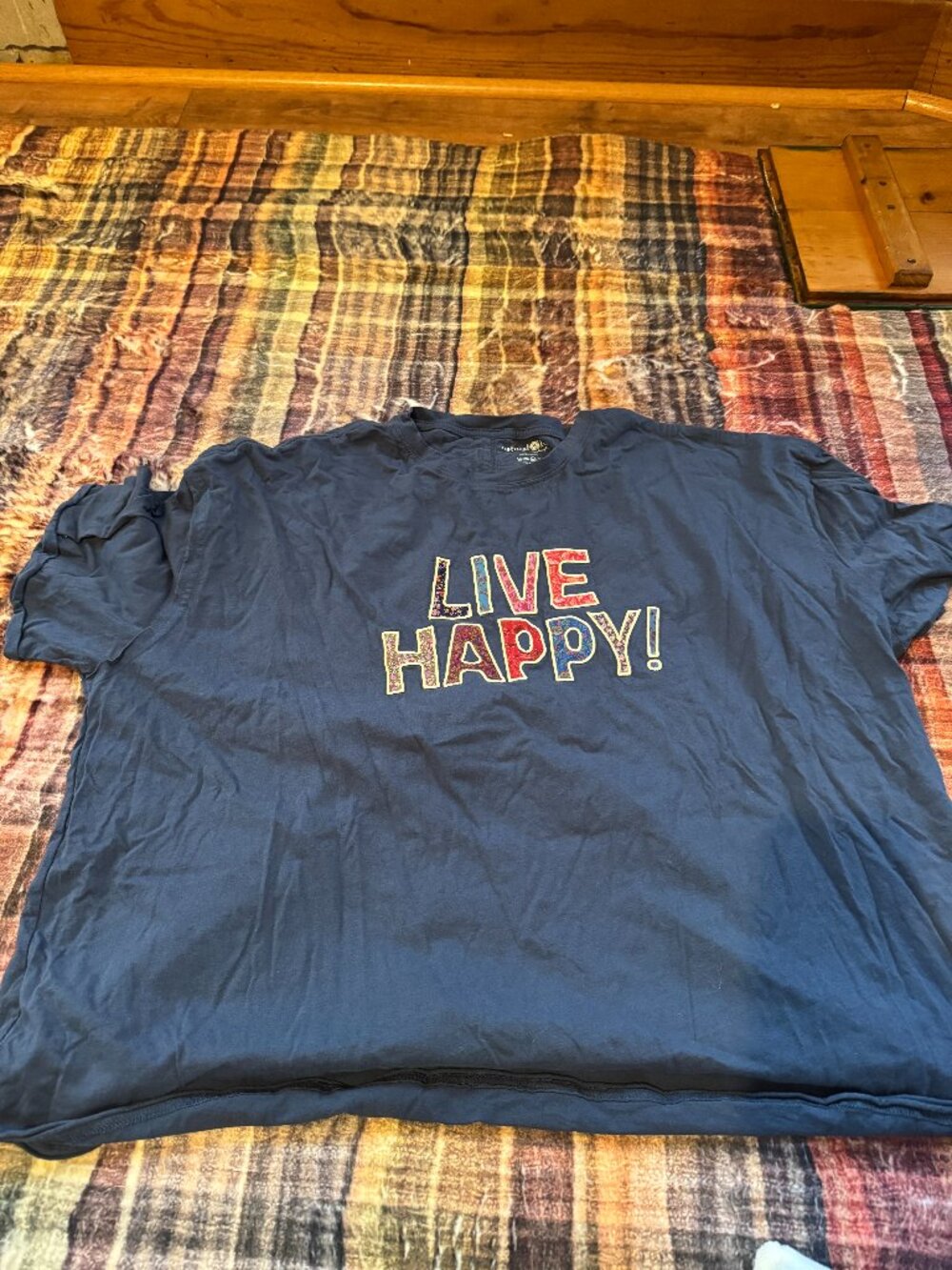 Embroidered Text Navy Tee